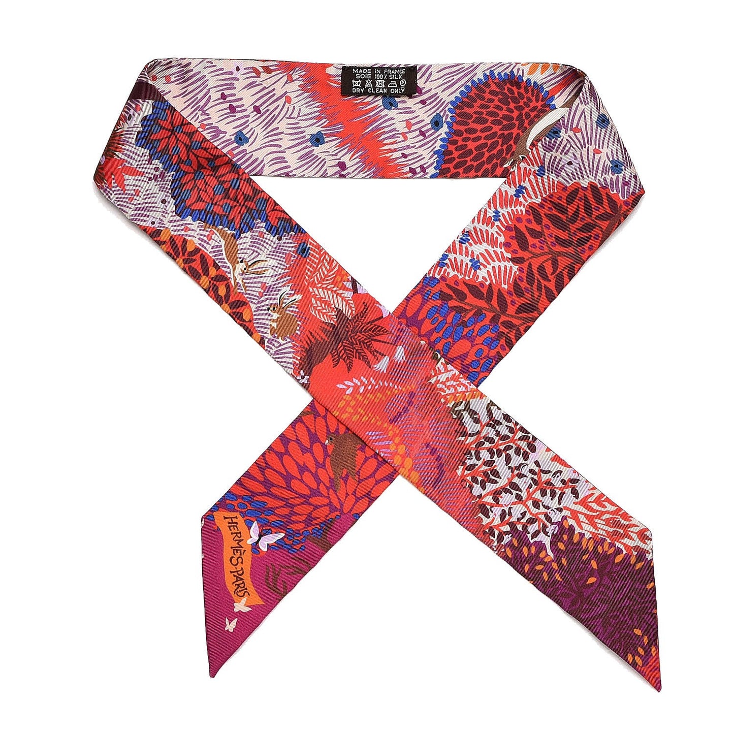 Silk Dans un Jardin Anglais Twilly Fuchsia Rouge Bleu Roy