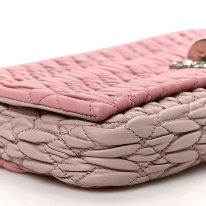 Miu Miu Nappa Matelasse Bi-Color Crystal Flap Clutch Pink Pomice 6 of 7