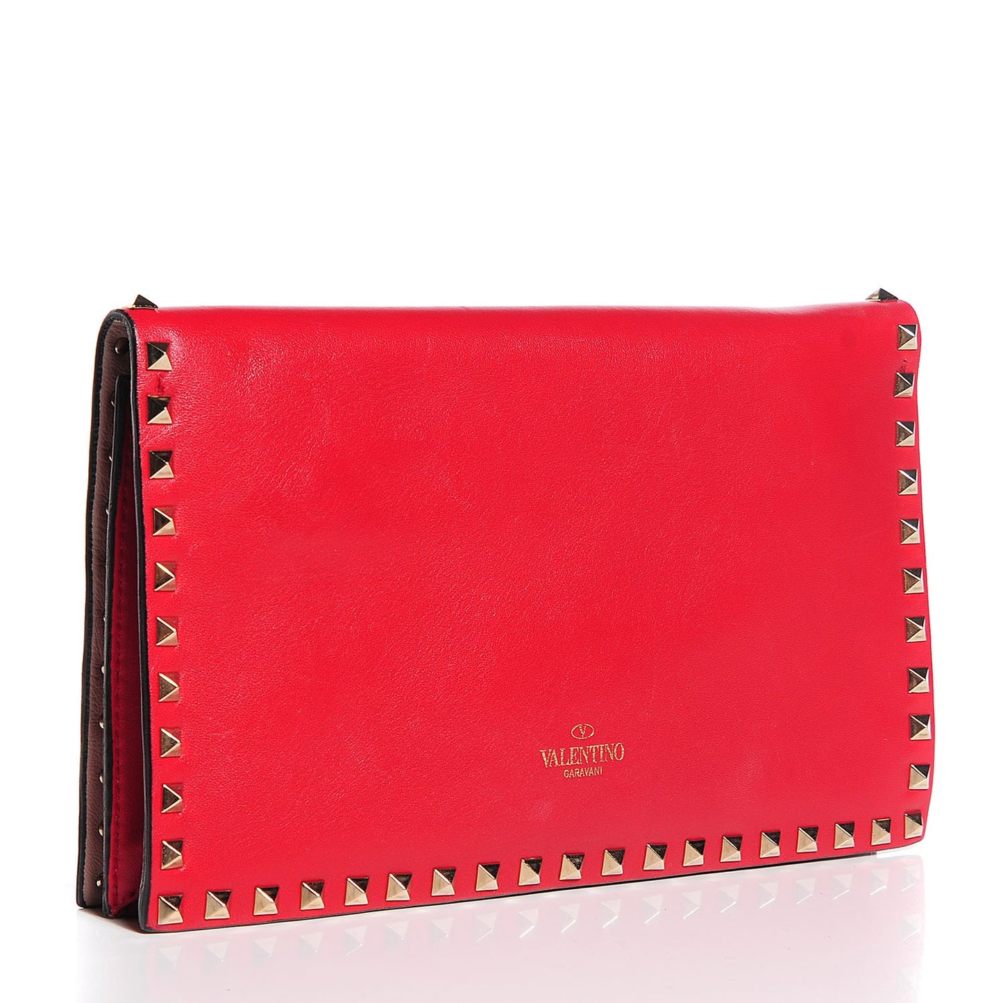 Nappa Rockstud Wristlet Clutch Rosso Valentino