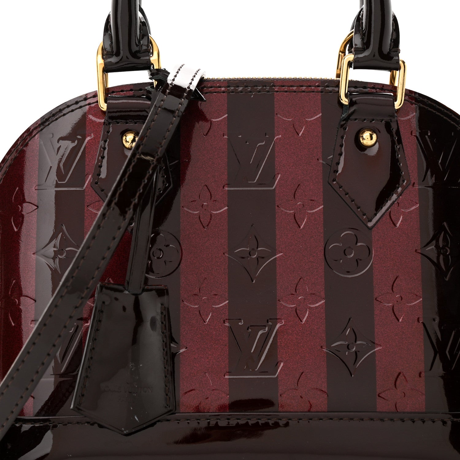 Louis Vuitton Vernis Rayures Alma BB Amarante 7 of 12