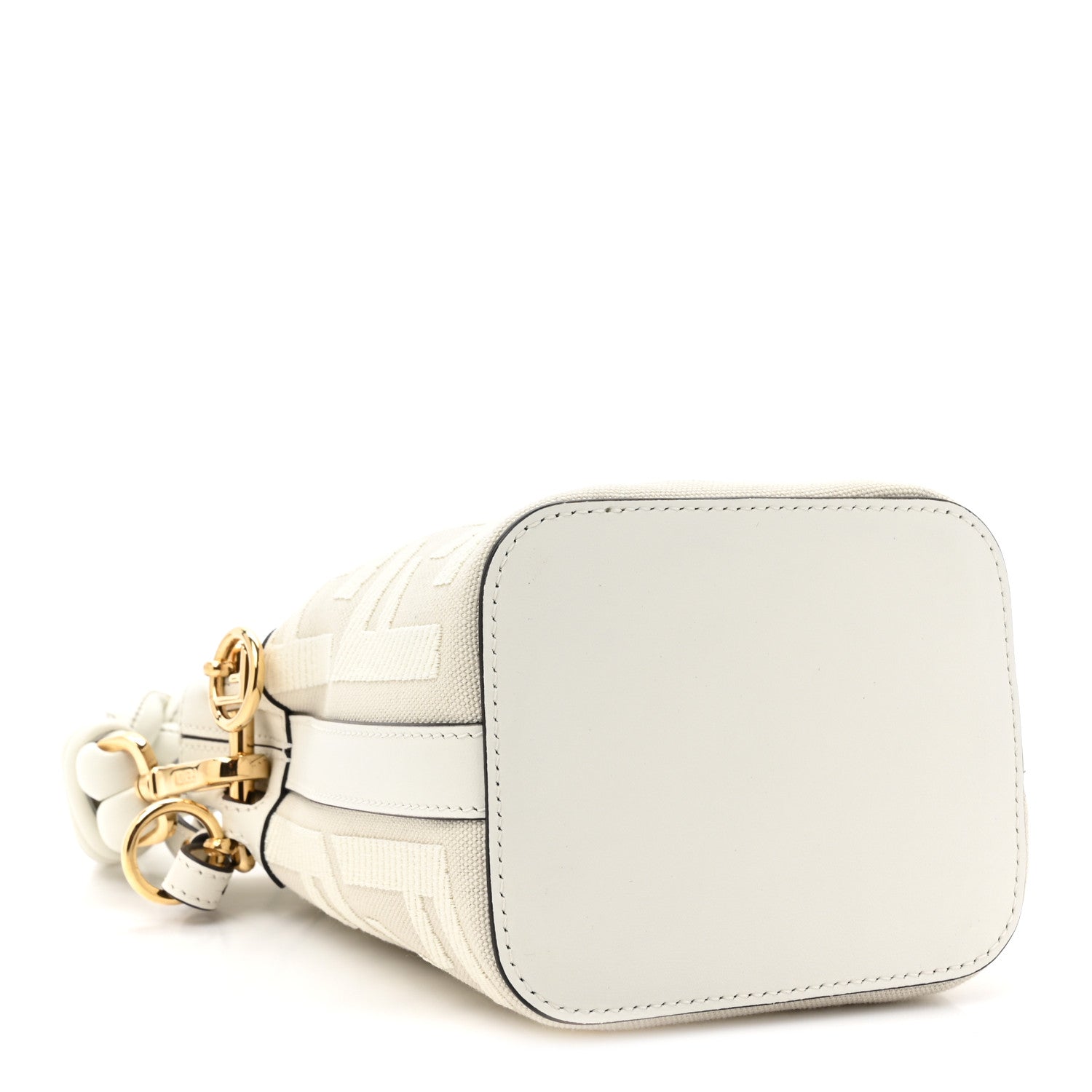 Fendi Canvas Nappa F is Fendi FF Embroidered Mini Mon Tresor Bucket Bag White Ice 4 of 10