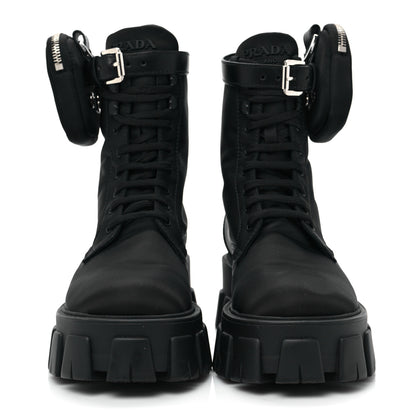 Prada Re-Nylon Gabardine Metal Triangle Logo Monolith Pouch Pocket 55mm Boots 39 Black 2 of 7