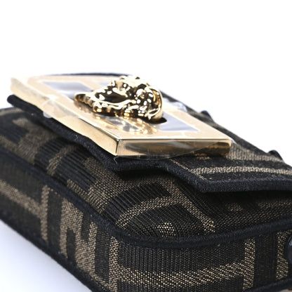 Fendi X VERSACE Fabric Jacquard Fendace FF Nano Brooch Baguette Tobacco Black 9 of 9