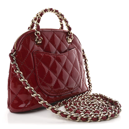 Chanel Patent Calfskin Quilted Shiny Coco Clutch With Chain Red 3 of 11