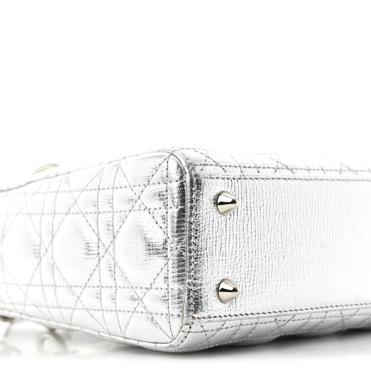 Christian Dior Metallic Grained Calfskin Cannage Small Lucky Badges My Lady Dior Silver 9 of 10