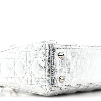 Christian Dior Metallic Grained Calfskin Cannage Small Lucky Badges My Lady Dior Silver 9 of 10