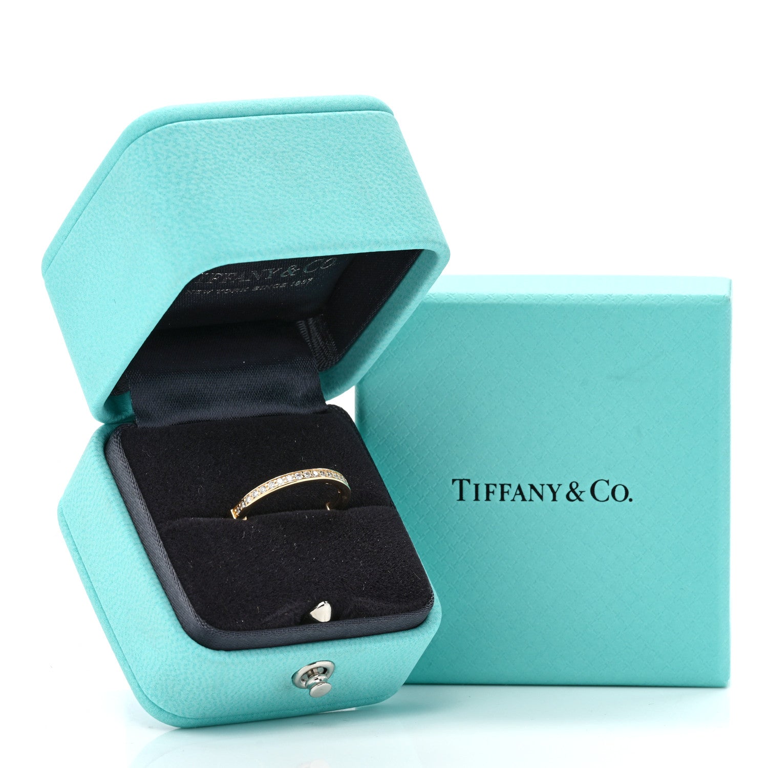 Tiffany 18K Yellow Gold Diamond Lock Ring 52 6 5 of 5