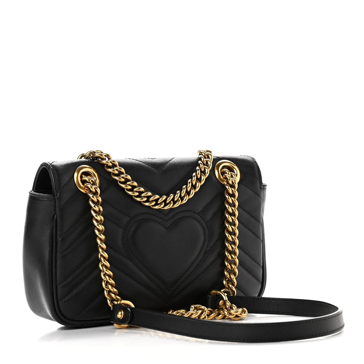 Calfskin Matelasse Mini GG Marmont Shoulder Bag Black
