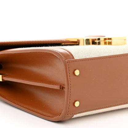 Saint Laurent Canvas Calfskin Mini Classic Monogram Cassandra Top Handle Tan Natural 8 of 11