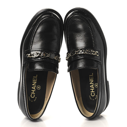 Chanel Calfskin Enamel Charms Mocassin Loafers 38 Black 2 of 10