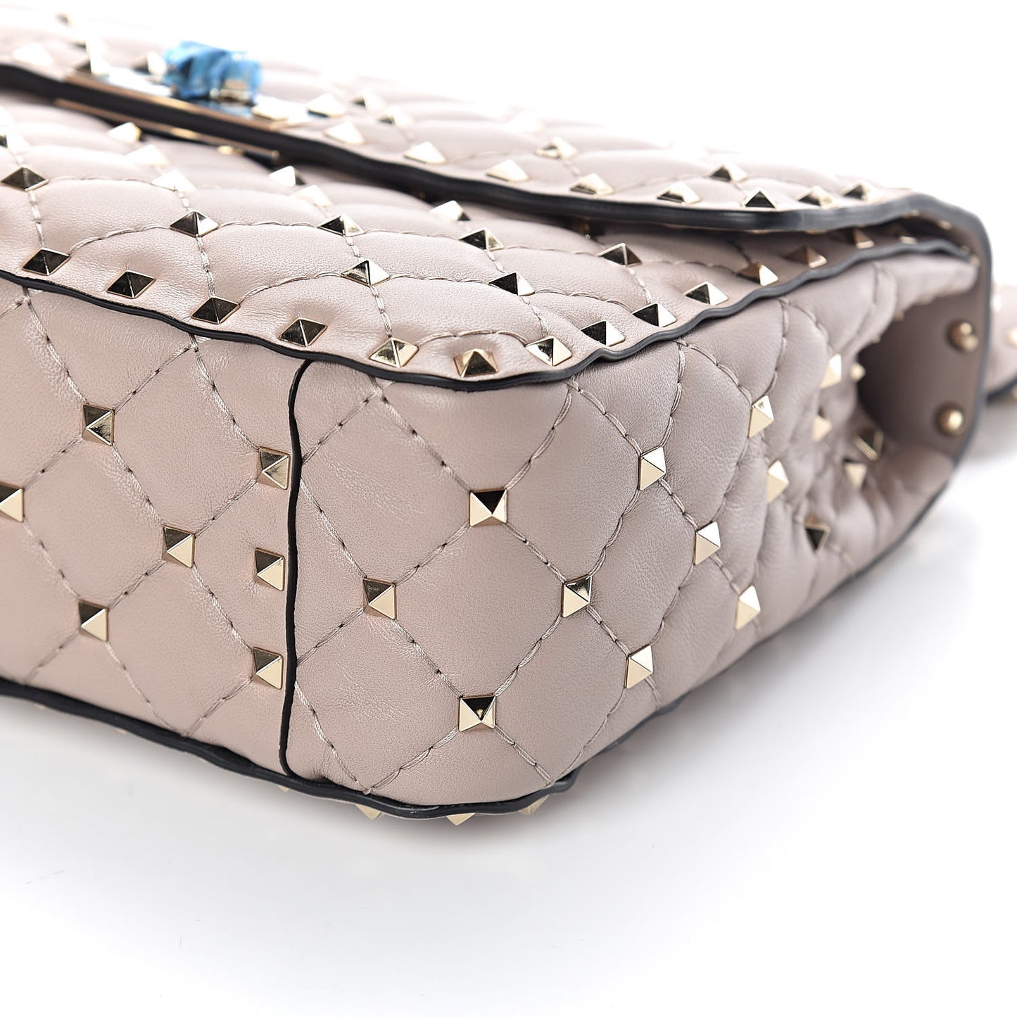 Lambskin Medium Rockstud Spike Shoulder Bag Poudre