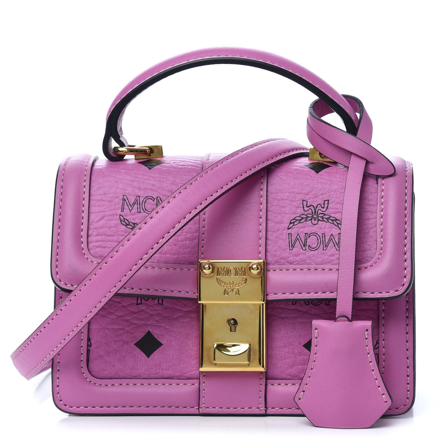 MCM Visetos Mini Tracey Satchel Pink 1 of 8