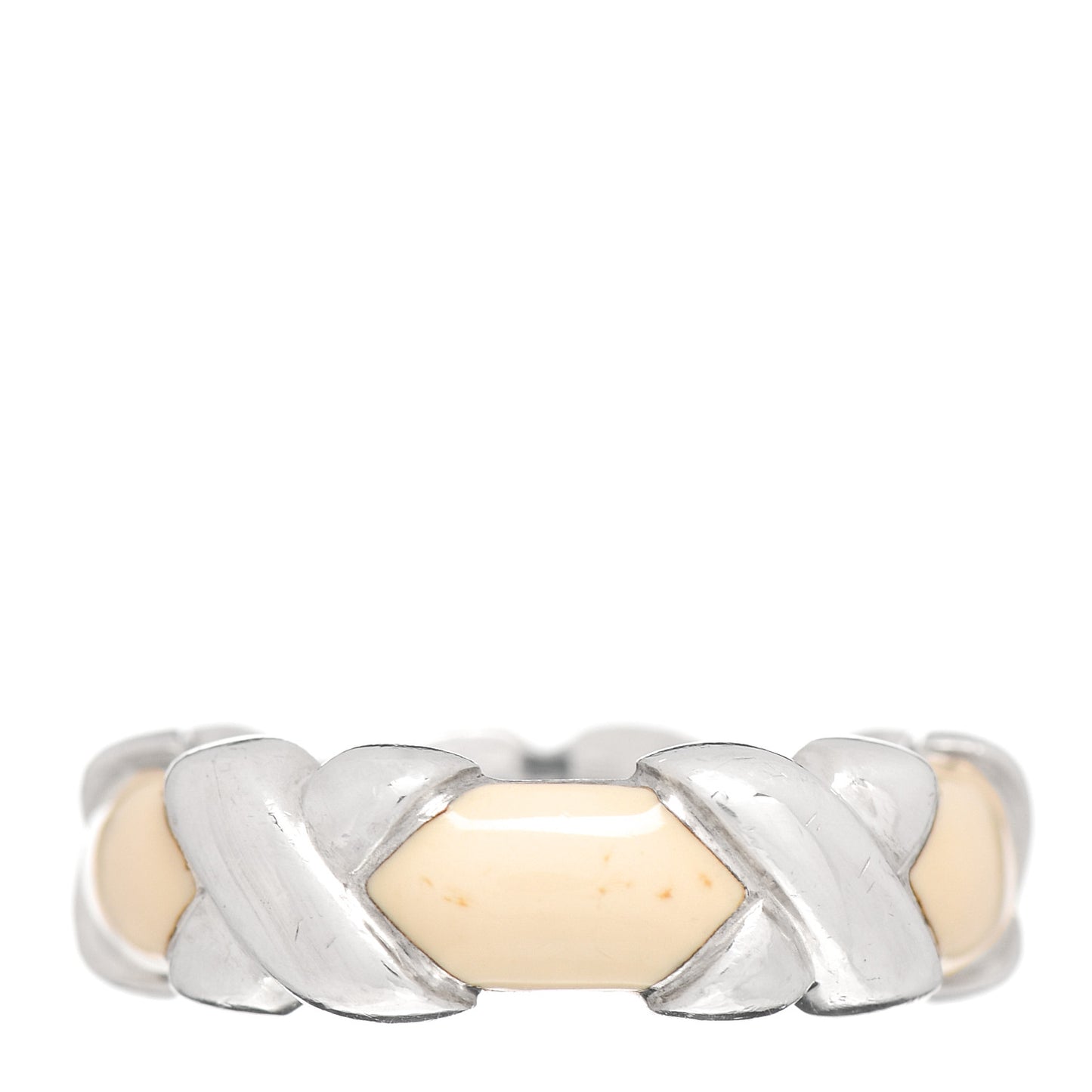 Sterling Silver Enamel Signature X Ring White 51 5.75