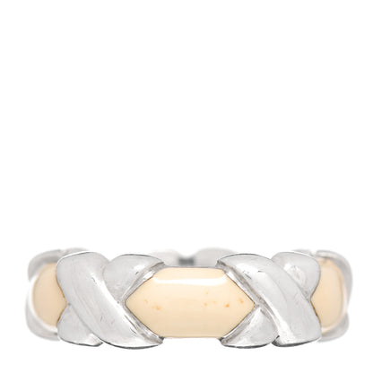 Tiffany Sterling Silver Enamel Signature X Ring White 51 5.75 1 of 4