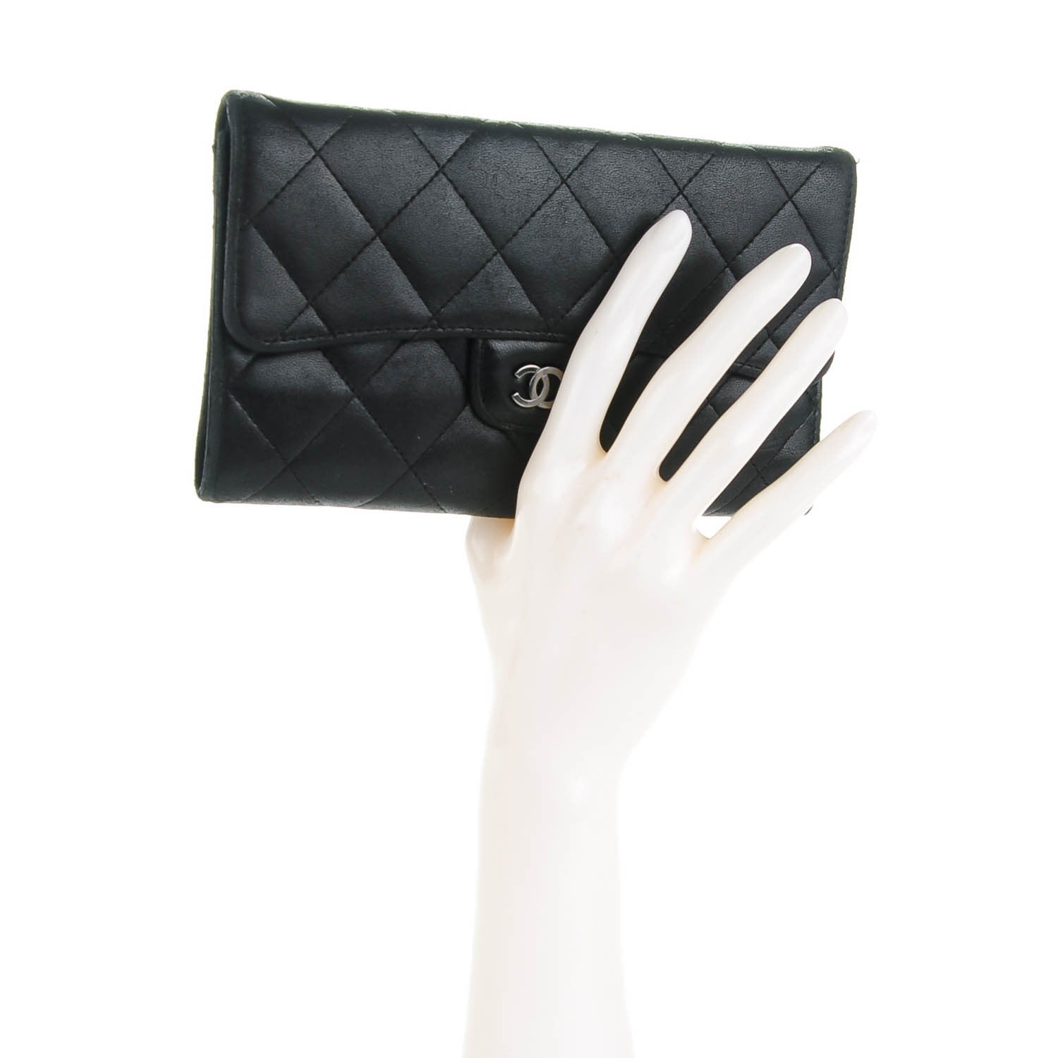 Chanel Lambskin Quilted Large Flap Wallet Black 2 of 8