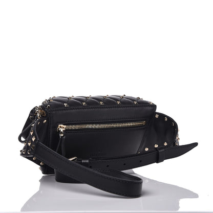 Valentino Garavani Lambskin VLTN Rockstud Spike It Belt Bag 95 Black White 3 of 6