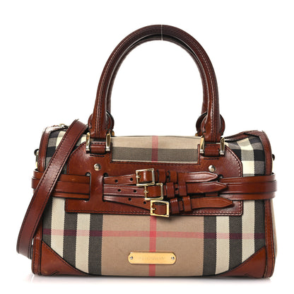 Burberry House Check Bridle Calfskin Medium Alchester Bowling Bag Dark Tan 1 of 20