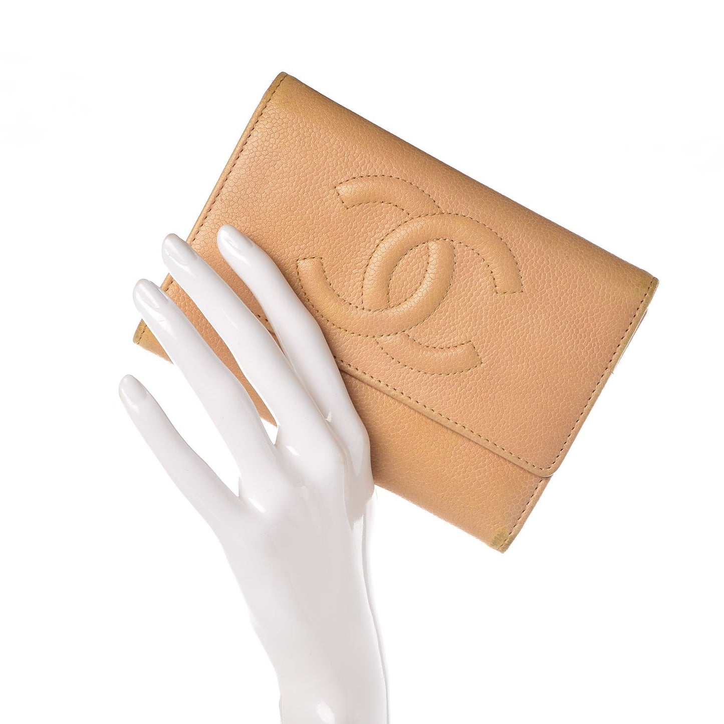 Caviar Timeless CC Flap Wallet Beige