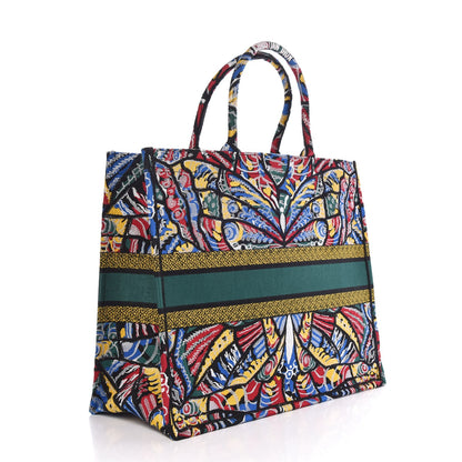 Christian Dior Canvas Embroidered Butterfly Book Tote Multicolor 3 of 7