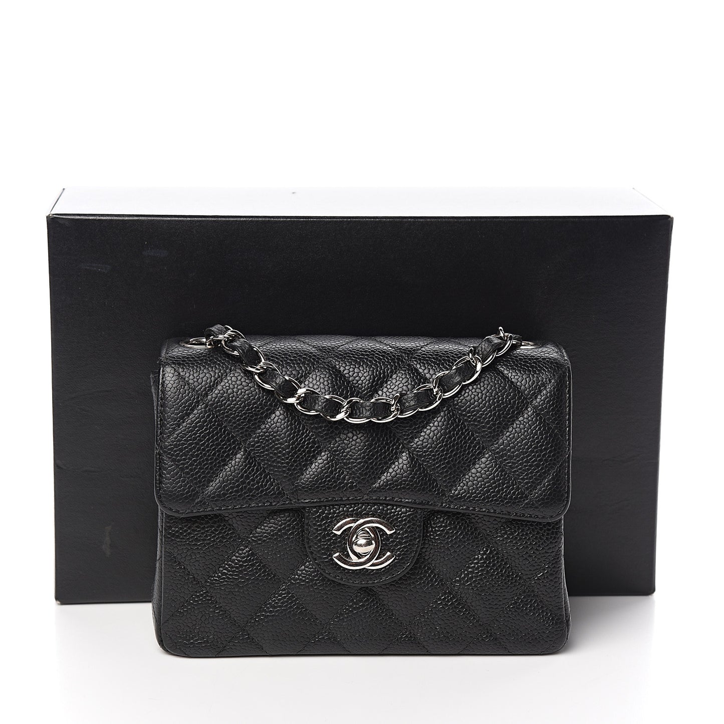Caviar Quilted Mini Square Flap Black