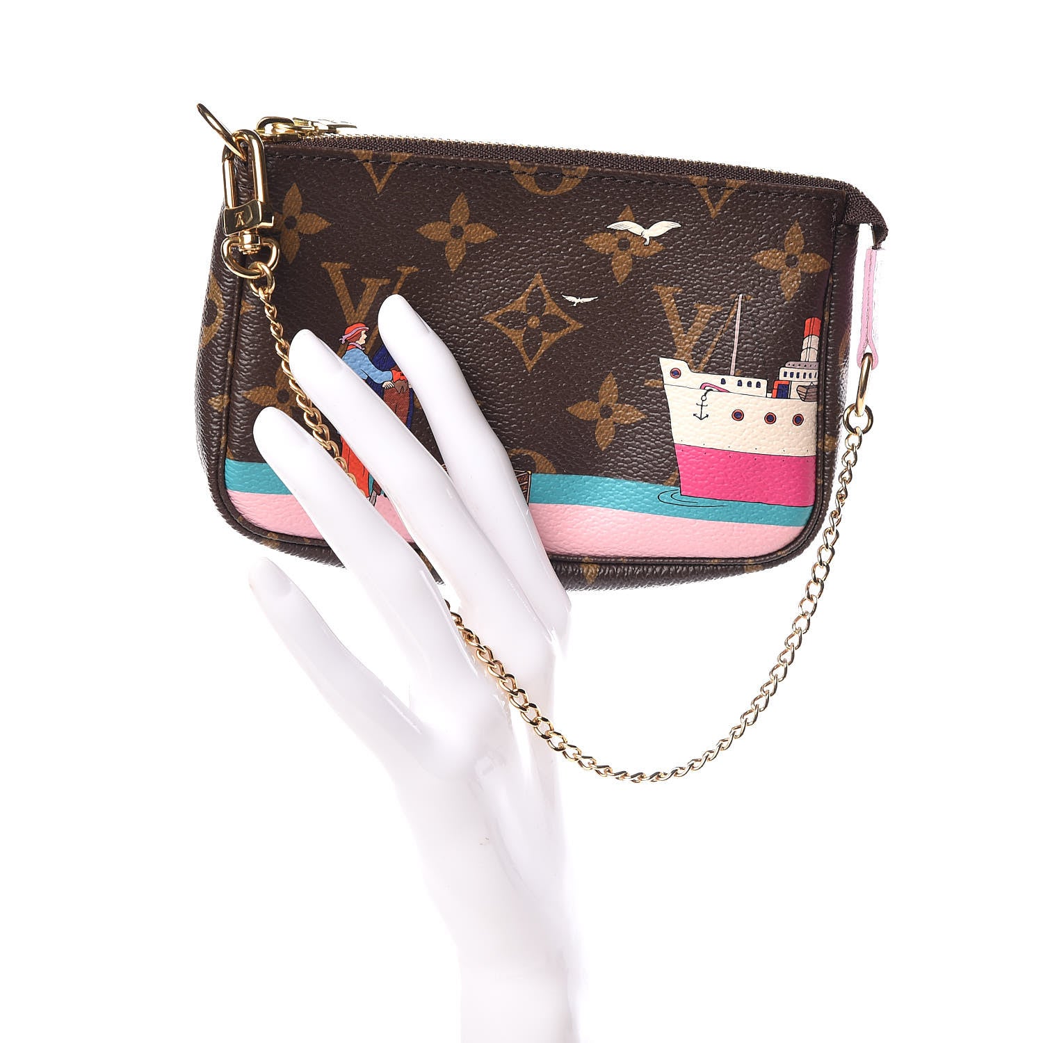 Louis Vuitton Monogram 2016 Christmas Animation Mini Pochette Accessories Rose Ballerine 2 of 8