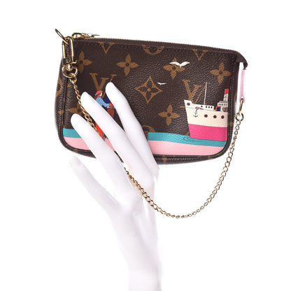 Louis Vuitton Monogram 2016 Christmas Animation Mini Pochette Accessories Rose Ballerine 2 of 8