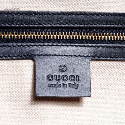 Gucci Monogram Selleria Calfskin Vintage Web Medium Boston Beige Blue 6 of 7