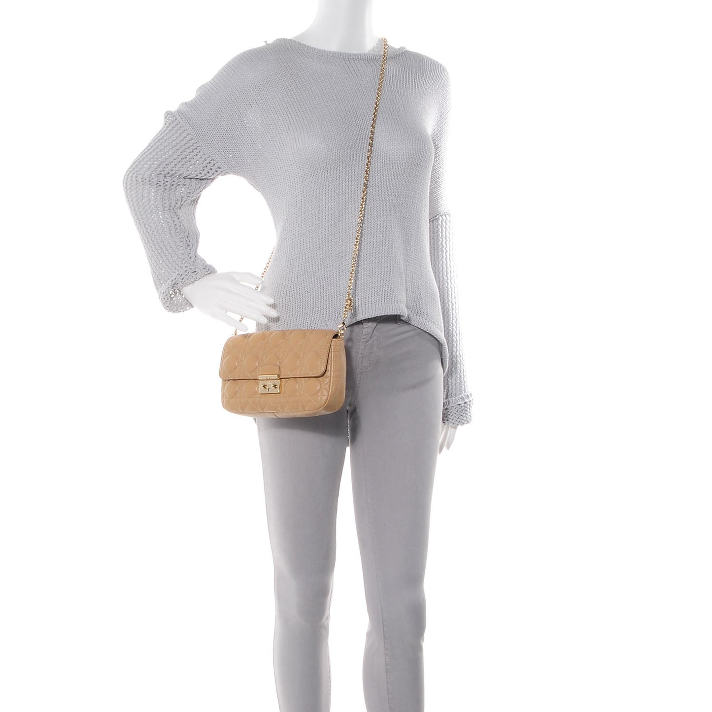 Leather Miss Dior Promenade Clutch Beige