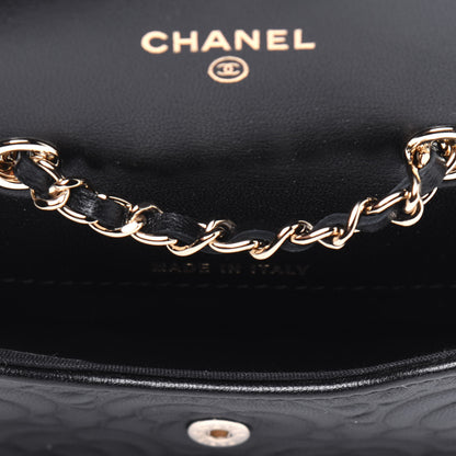 Chanel Lambskin Camellia Embossed Chain Belt Bag Black 5 of 13