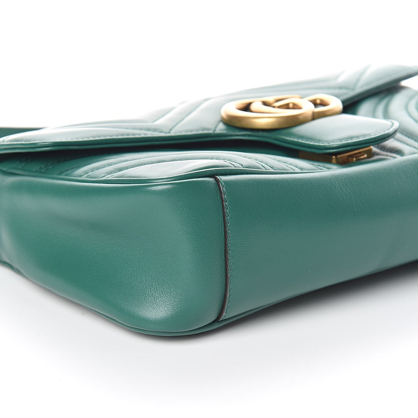 Calfskin Matelasse Small GG Marmont Shoulder Bag Emerald Green