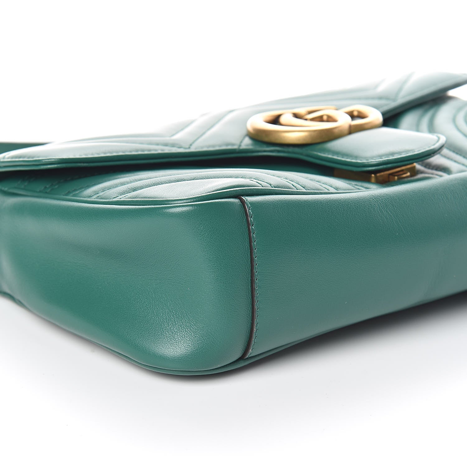 Gucci Calfskin Matelasse Small GG Marmont Shoulder Bag Emerald Green 8 of 9