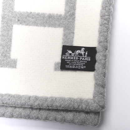 Hermes Wool Cashmere Avalon III Blanket Ecru Gris Clair 3 of 3