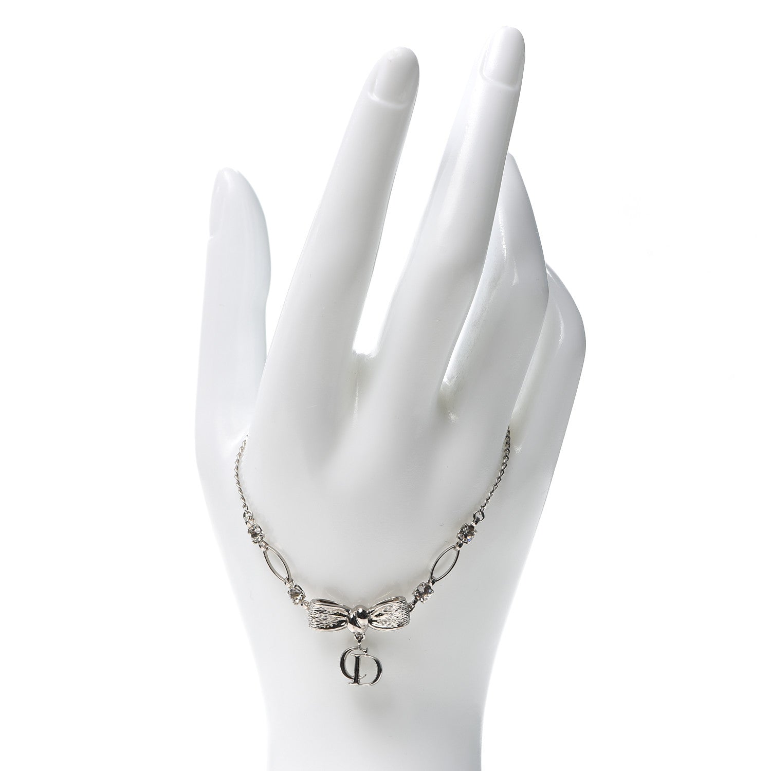 Christian Dior Crystal Bow CD Bracelet Silver 2 of 4