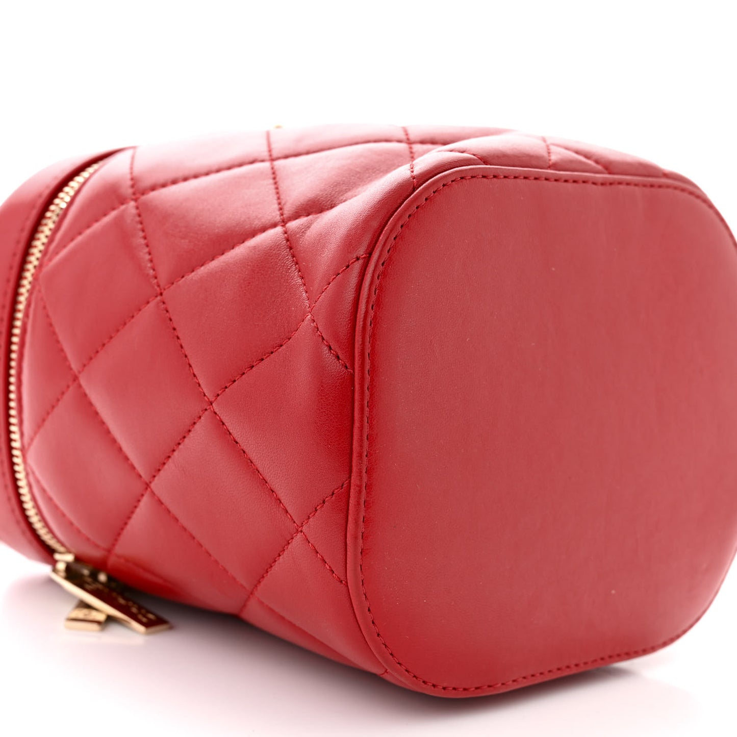 Lambskin Quilted Trendy Vanity Case Red