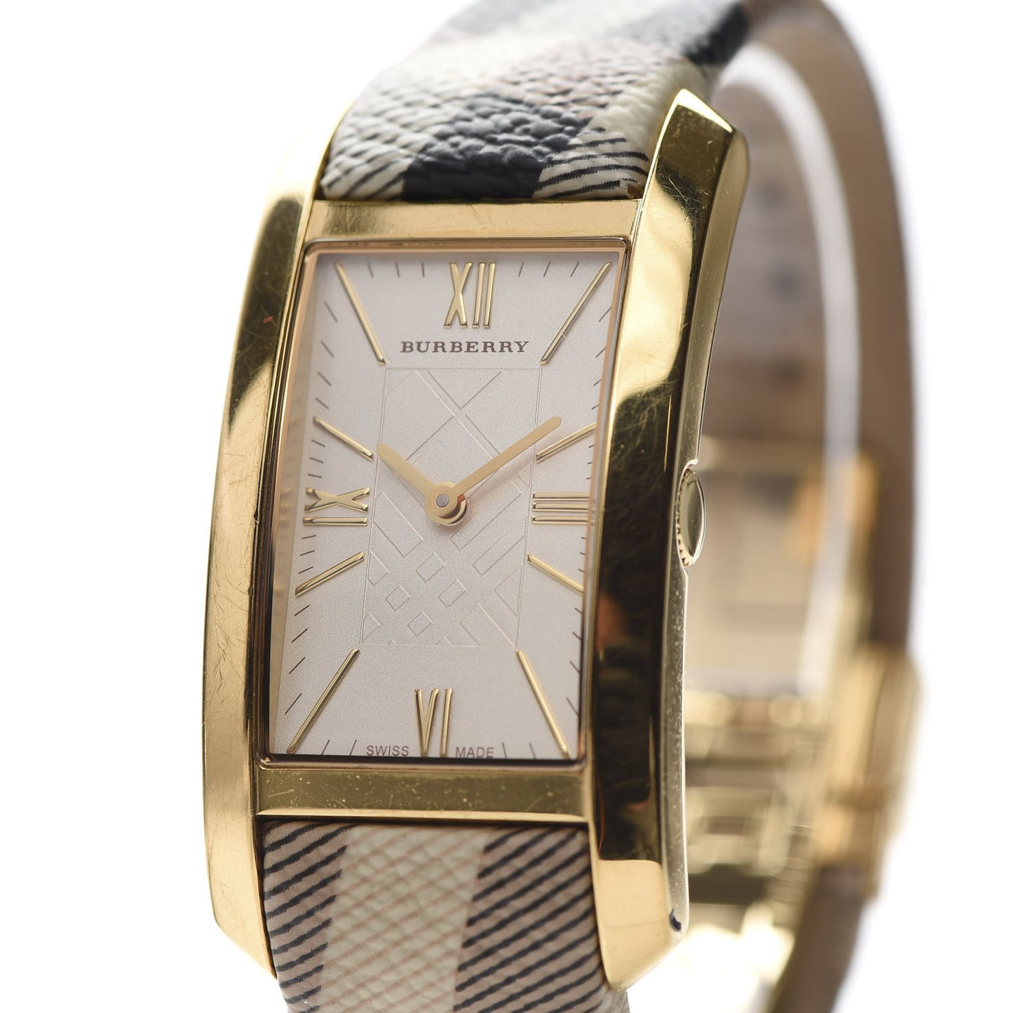 Stainless Steel Calfskin 25mm Heritage Nova Check Quartz Watch Ivory BU1095