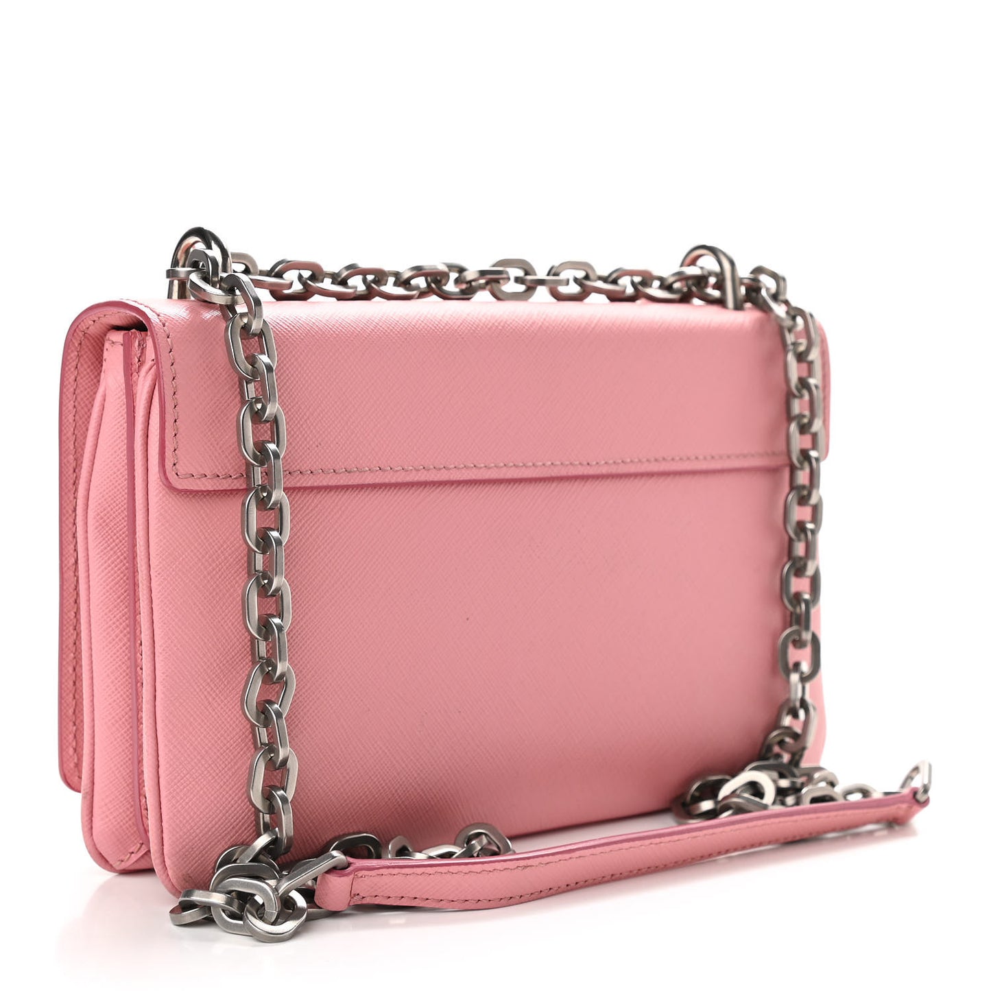 Saffiano Lux Lock Flap Chain Shoulder Bag Petalo
