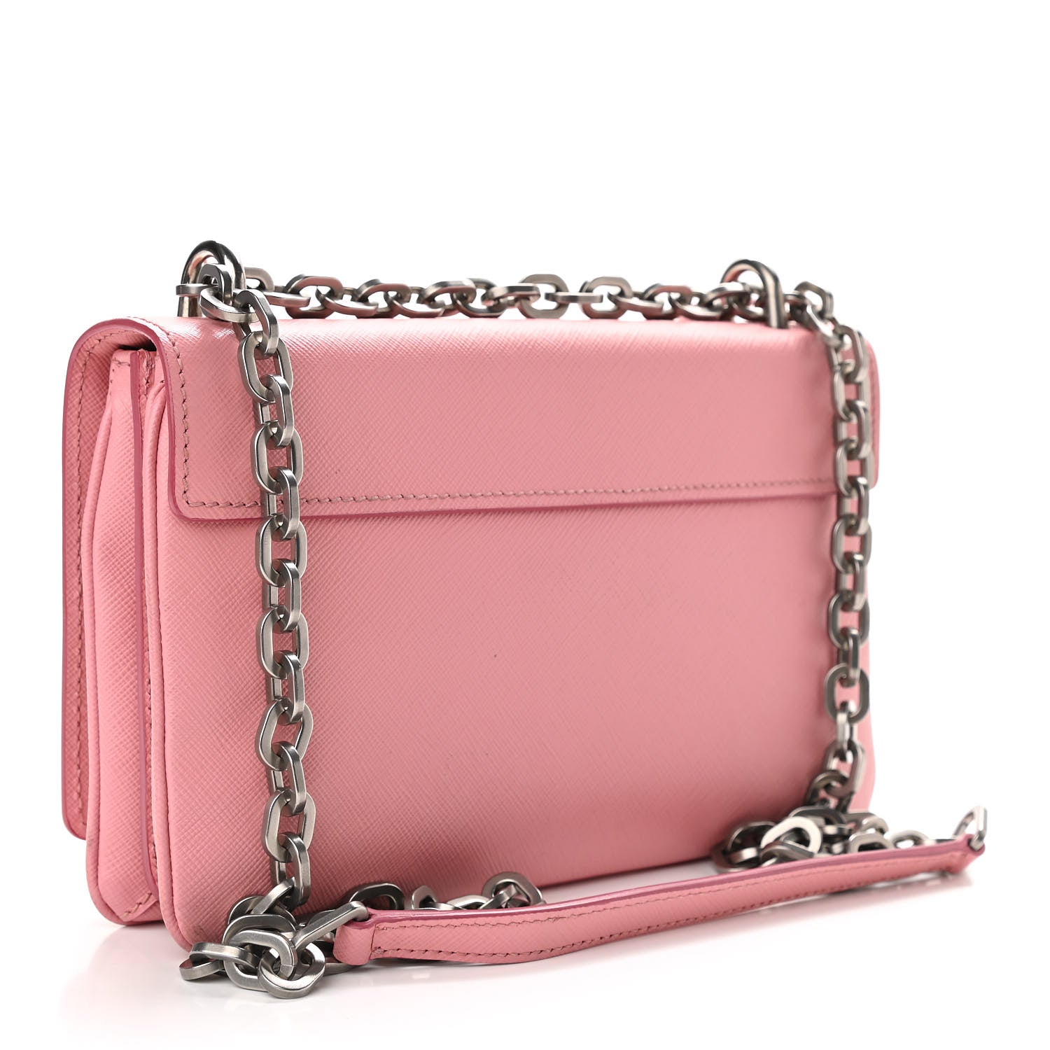 Prada Saffiano Lux Lock Flap Chain Shoulder Bag Petalo 2 of 10