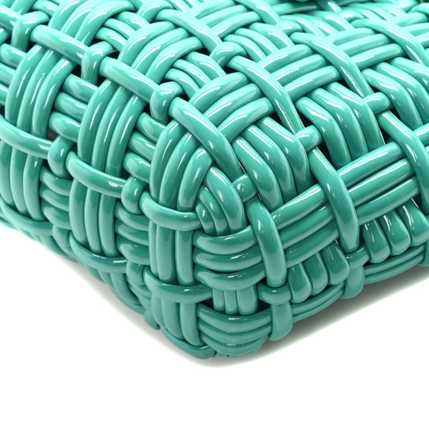Faux Calfskin Braided Varnished XXS Bistro Basket Green