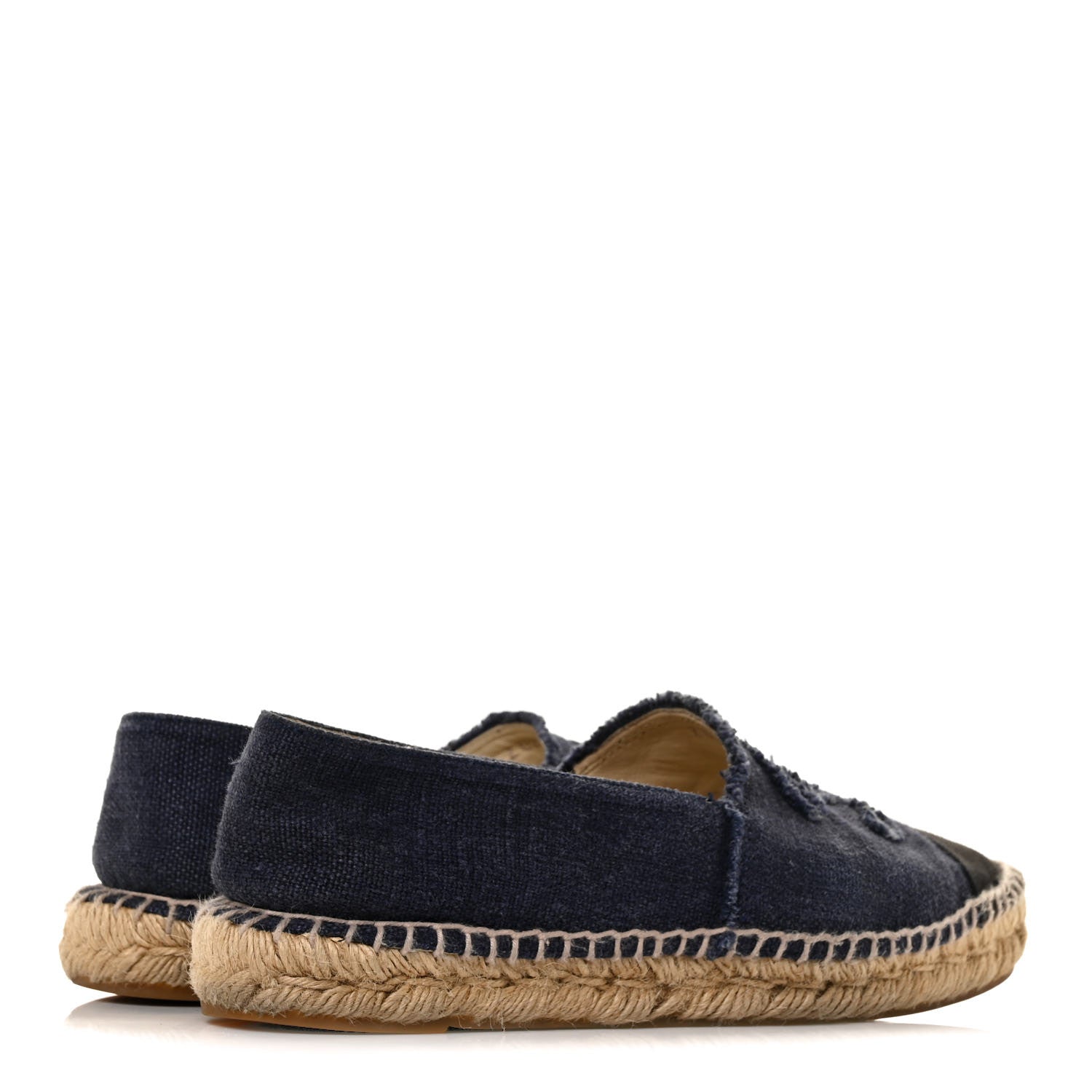 Chanel Denim Toile CC Espadrilles 40 Navy Black 4 of 8