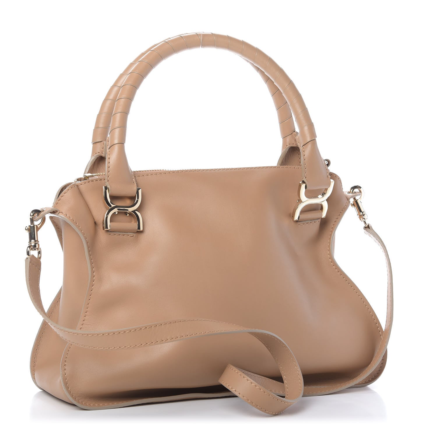 Chloe Calfskin Medium Marcie Metal Bar Trim Satchel Beige 3 of 9