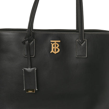 Burberry Calfskin Monogram Motif TB Medium Soft Tote Black 7 of 9