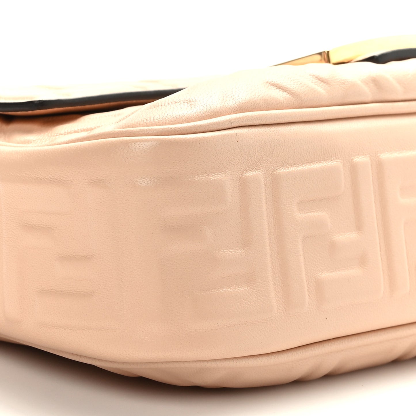 Nappa Small FF Embossed Midi Chain Baguette Light Rose