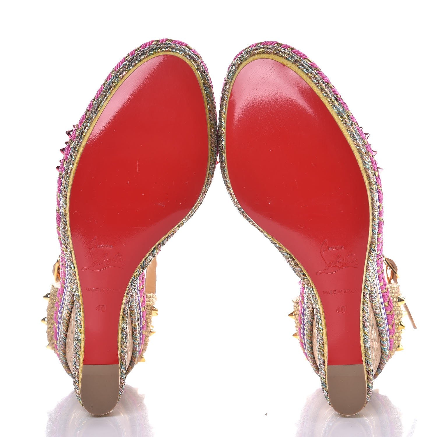 Christian Louboutin Nappa Pepite Liege Lame Madmonica 120 Wedge Sandals 40 Full Moon 5 of 7