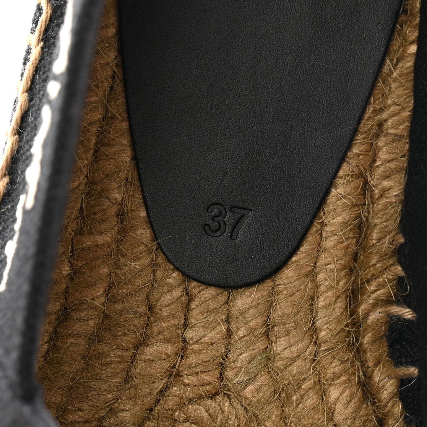 Canvas Nappa Elba Light Logo Embroidered Espadrilles 37 Black