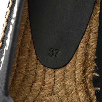 Saint Laurent Canvas Nappa Elba Light Logo Embroidered Espadrilles 37 Black 8 of 13