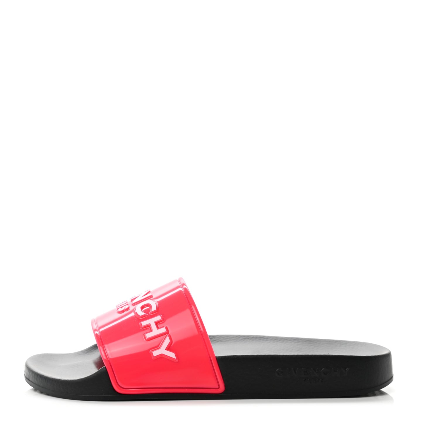 Metallic Rubber Logo Pool Slide Sandals 38 Neon Pink