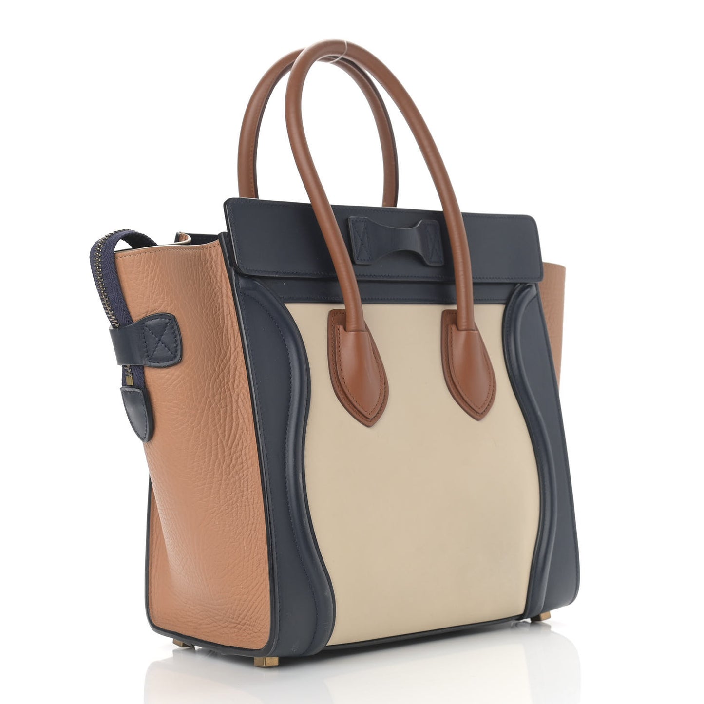 Smooth Calfskin Bullhide Micro Tri-Color Luggage Brown