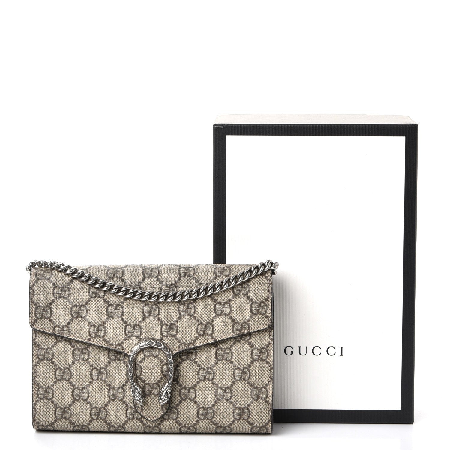 Gucci GG Supreme Monogram Mini Dionysus Chain Wallet Beige Taupe 8 of 8