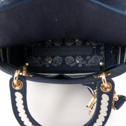 Christian Dior Embroidered Cornely Medium Lady D-Lite Blue White 5 of 11