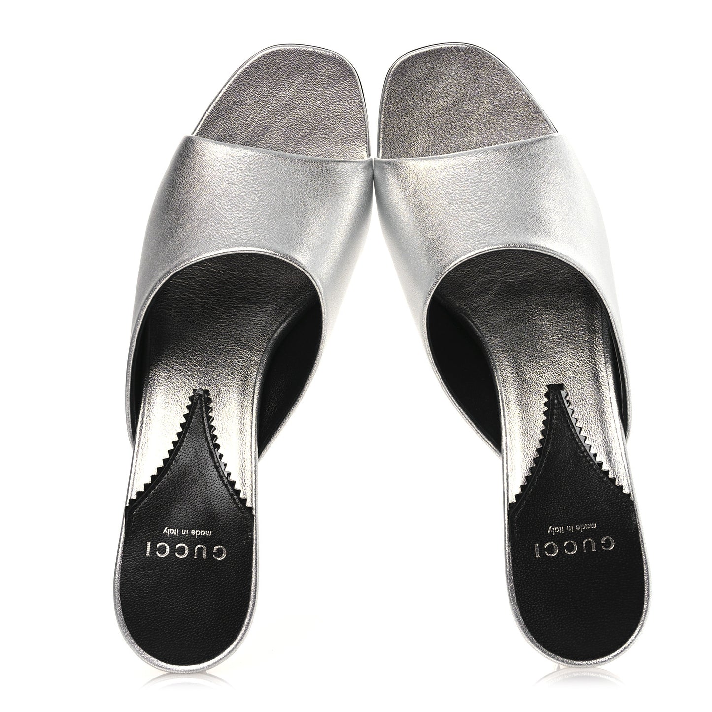Nappa Lame Interlocking G Bella 65mm Slide Sandals 39 Argento